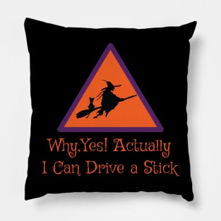 Why Yes Actually I Can Drive a Stick - Halloween Pun Pillow