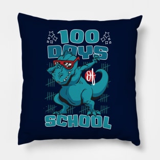 100 Days of school featuring a T-rex dino Dabbing #1 Pillow