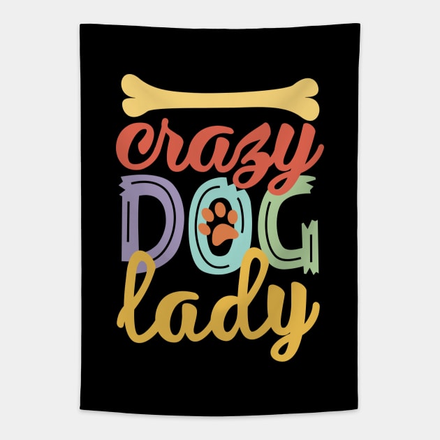 Crazy dog Lady Tapestry by cartoon.animal