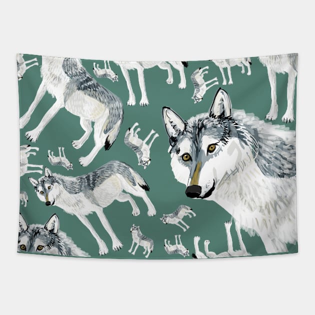 Totem Alberta Wolf Pattern Tapestry by belettelepink