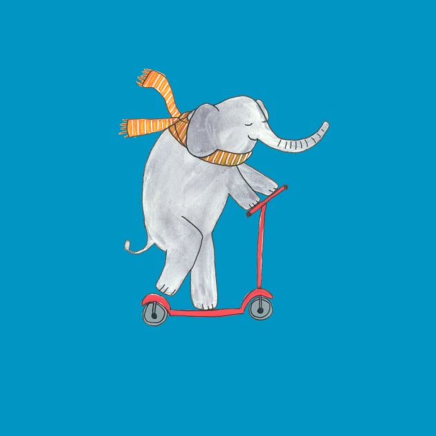 Elephant on a scooter by DoodlesAndStuff