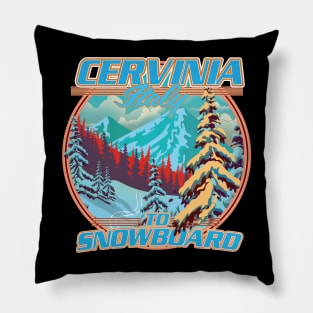 Cervinia Italy Snowboarding logo. Pillow