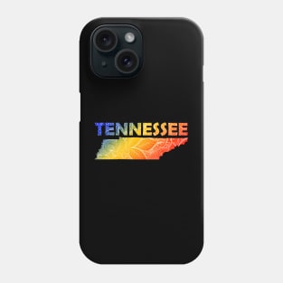 Colorful mandala art map of Tennessee with text in blue, yellow, and red Phone Case