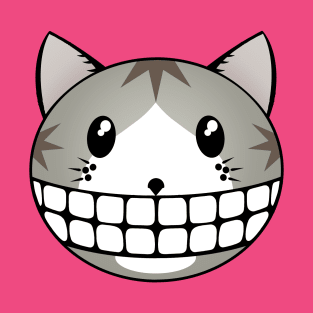 Cute Tabby Tuxie Kitty with Cheshire Cat Grin T-Shirt