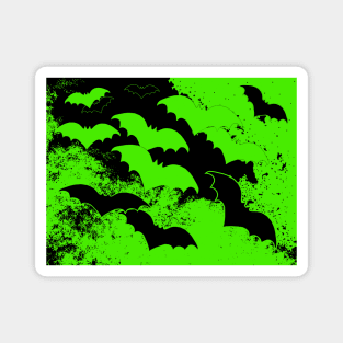 Black Bats In Flight Green Magnet