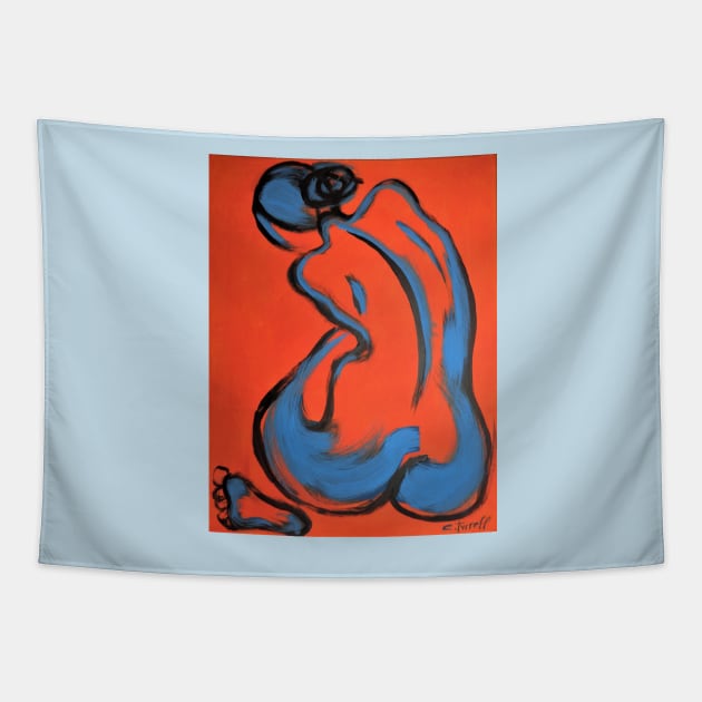 Abstracted Orange Nude Tapestry by CarmenT