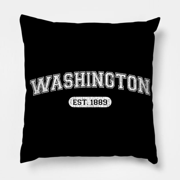 Classic College-Style Washington 1889 Distressed University Design Pillow by Webdango