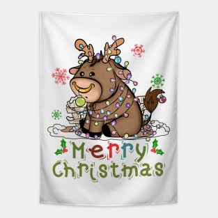 Cow Christmas Cute Cow Merry Christmas Xmas Matching HO HO HO Tapestry