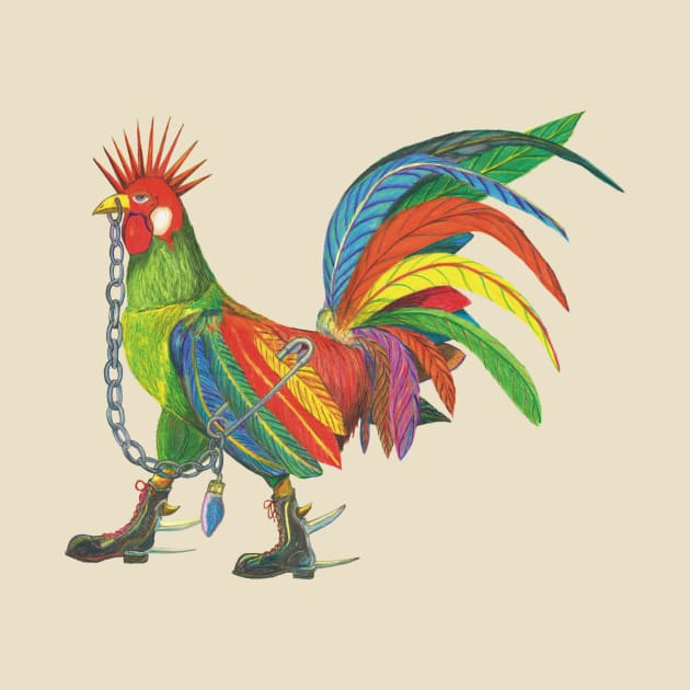 Punky Rooster Large by AJ Leibengeist