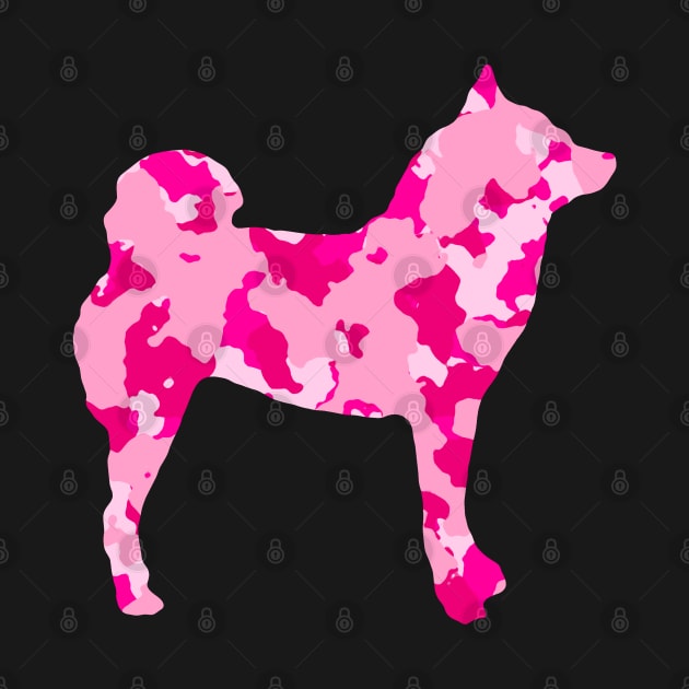 Lilly the Shiba Inu Silhouette - Pink Camo on Black by shibalilly