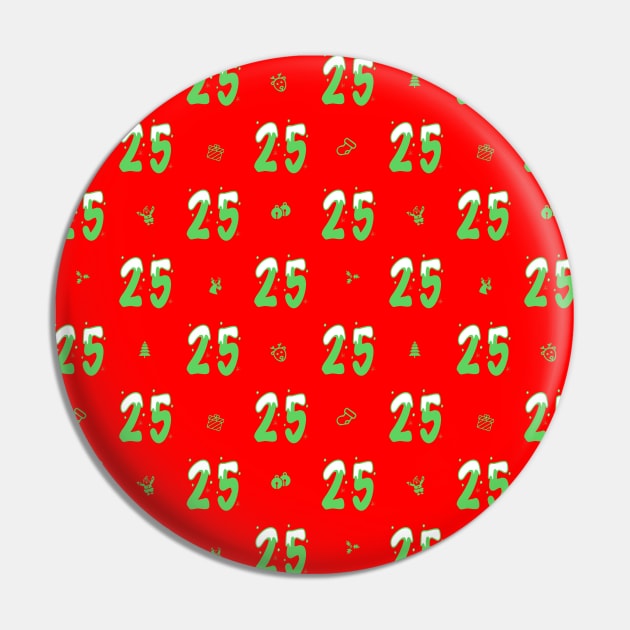 Christmas 25 Red Pin by Slap Cat Designs