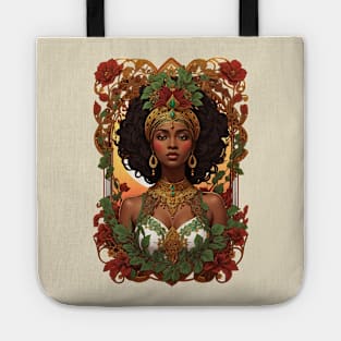 African Queen of Sheba retro vintage floral design Tote