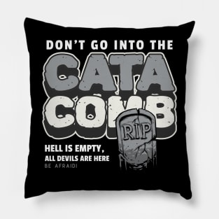 Graveyard cemetery catacombs spooky Halloween Pillow