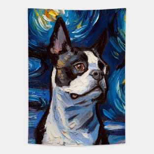 Boston Terrier Night (Portrait) Tapestry