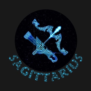 Blue Artistic Zodiac Sign SAGITTARIUS T-Shirt