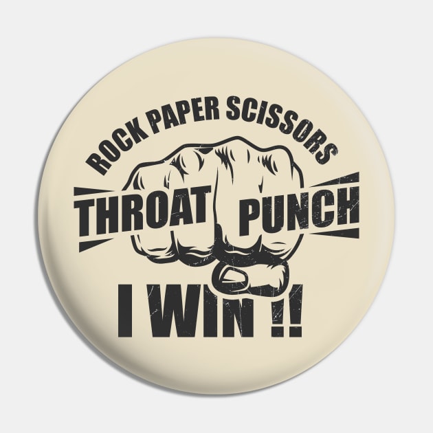 Rock Paper Scissors if I Win Throat Punch Pin by Clawmarks