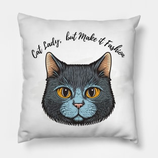 Whimsical Cat Portrait Pillow