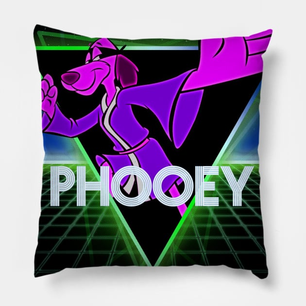 Hong Kong Phooey Retro 80s Neon Landscape Pillow by Bevatron