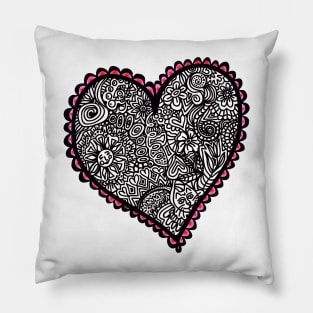 Valentine Doodle Heart Pillow