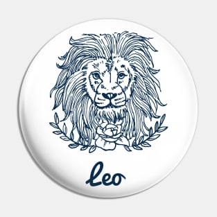 Leo Zodiac Horoscope Lion Faces with Flower Sign and Name Pin