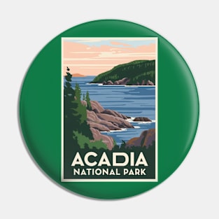 Acadia National Park Vintage Travel Poster Pin