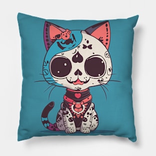 kawaii neko skull Pillow