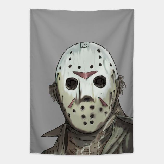 Jason Voorhees Portrait Tapestry by Avengedqrow