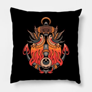 flaming anchor and swallow tattoo Pillow