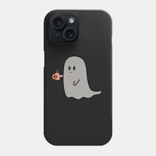 caffeinated little ghost with a mug of coffee - cute halloween Phone Case