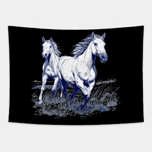 Beautiful Wild Horses Rider And Wild Horse Tapestry