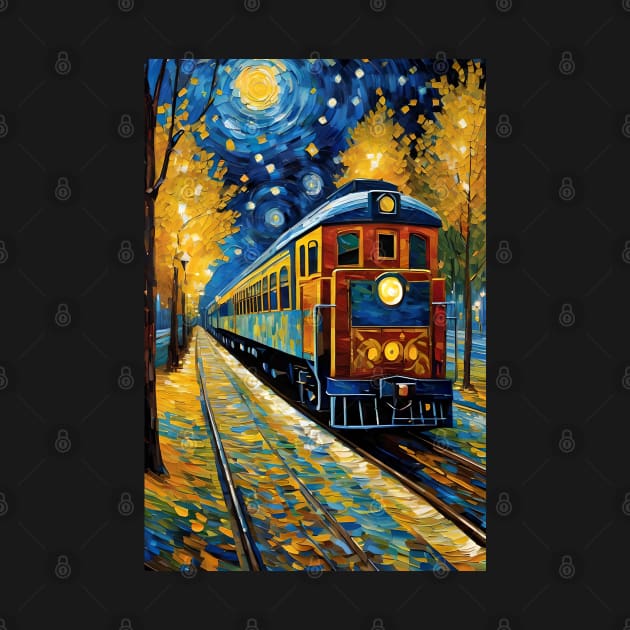 Starry night train station by Spaceboyishere