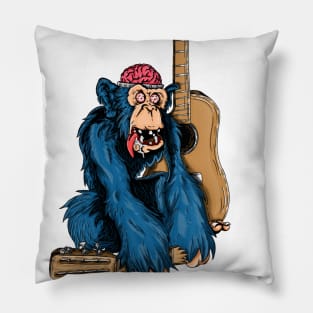 Chimpanzee and guitar Pillow