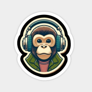 headphones chimp Magnet