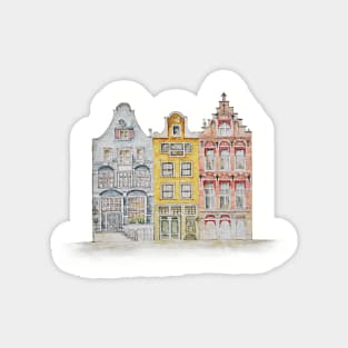 Watercolor sketch of Amsterdam houses Magnet