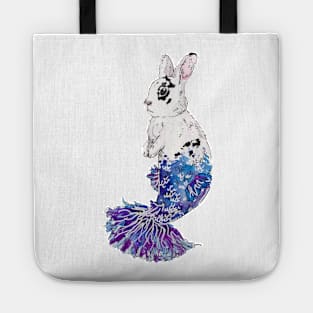 Black and White Mermaid Bunny Tote