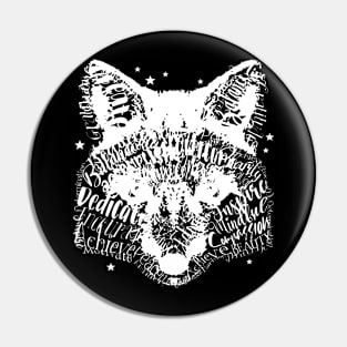 Typography White Fox Pin