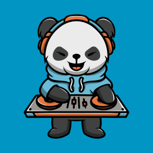 Cute Panda playing DJ Music T-Shirt