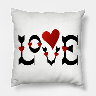 Lettering text Love with hìred heart. Pillow