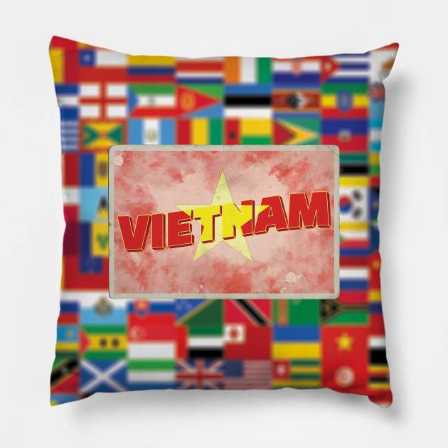 Vietnam vintage style retro souvenir Pillow by DesignerPropo