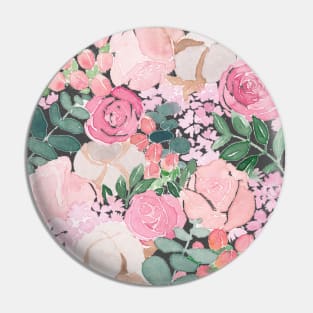 Pink Floral Circle Watercolour Pin