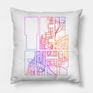 Tel Aviv, Israel City Map Typography - Colorful Pillow