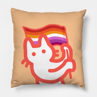 owie waving lesbian pride flag Pillow