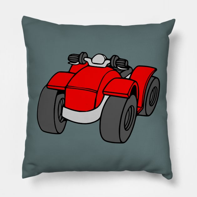 Red Quad Bike ATV Pillow by KayBee Gift Shop