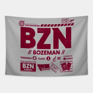 Vintage Bozeman BZN Airport Code Travel Day Retro Travel Tag Montana Tapestry