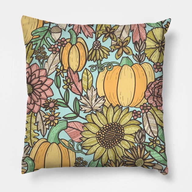 Cottage Autumn Bounty Pillow by robyriker