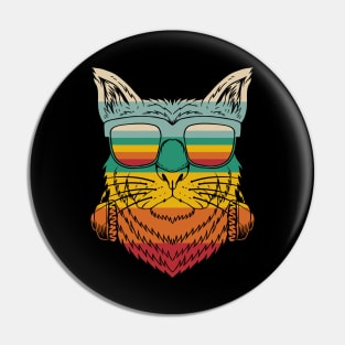 Retro Cat With Glasses Pin