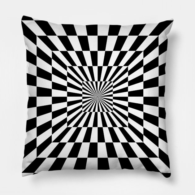 Chessboard vortex Pillow by EarlGreyTees