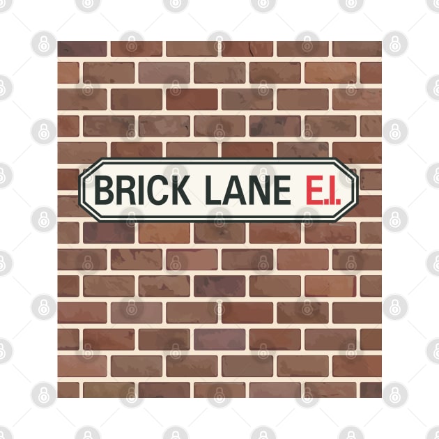 Brick Lane Street Sign on Wall by kolakiss