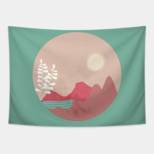 Mountains, River and Sun Tapestry