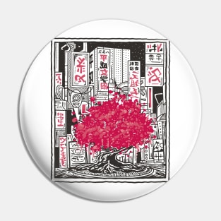 Japanese Sakura Tree Neo Tokyo Style Pin